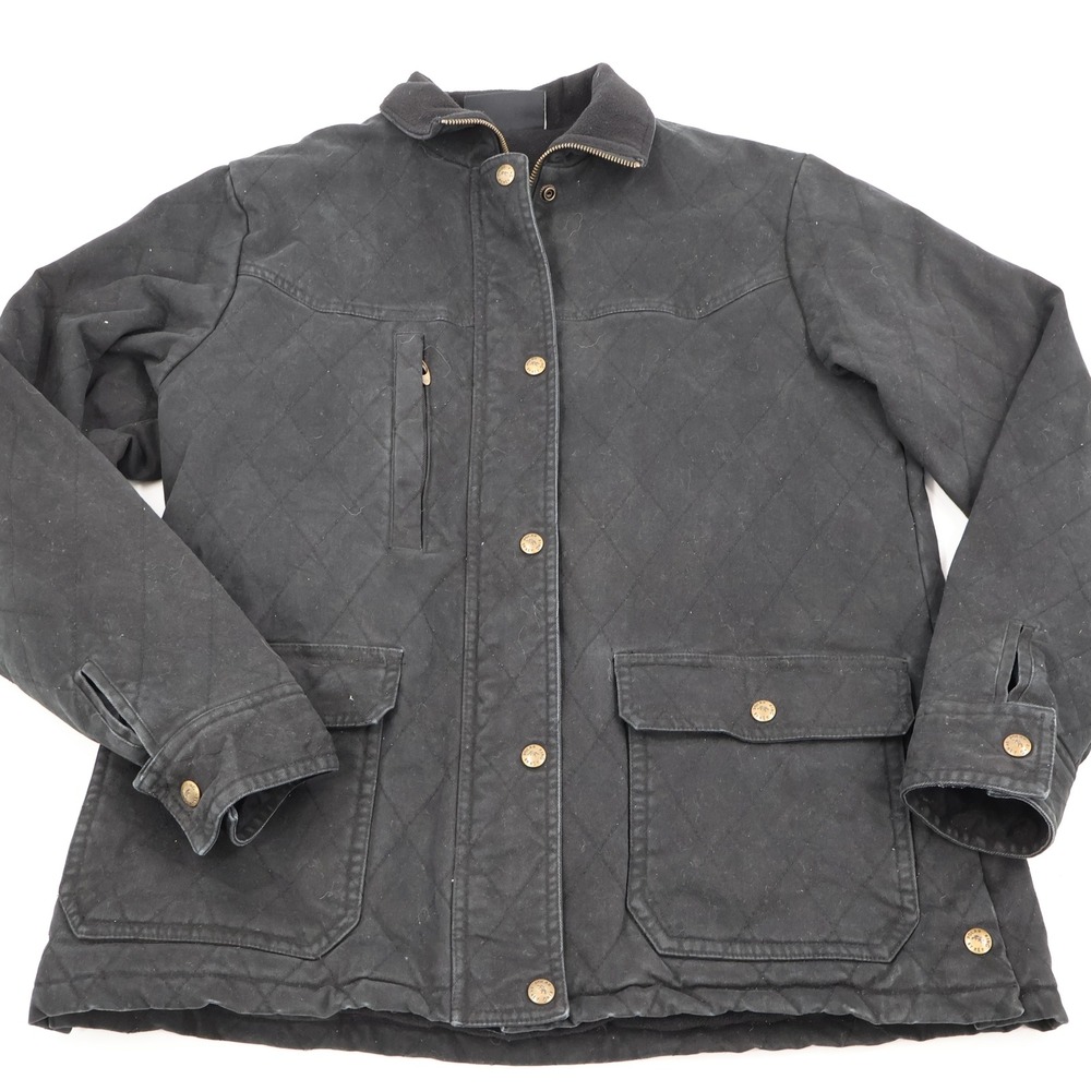 Polar King Quilted Chore Jacket Mens Large Black Fleece Lined Workwear Barn Coat